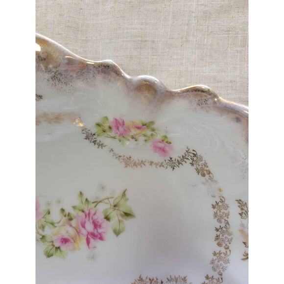 Antique Germany Oval Scalloped Bowl, CT Carl Tielsch, Centerpiece Dish 13-3/4" - Picture 5 of 7